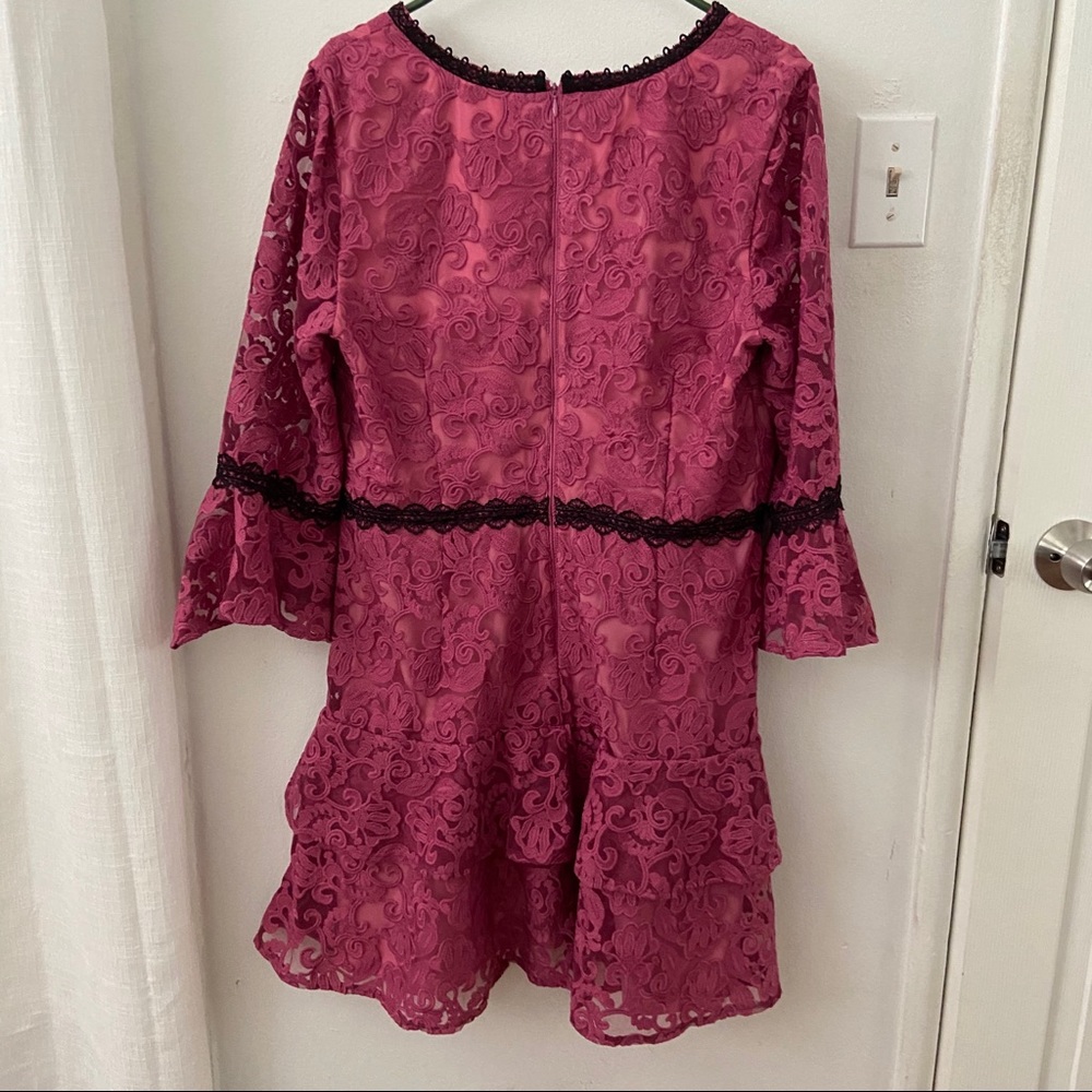 NEW Monique Lhuillier Ines Dress Pink Lace - Picture 3 of 7